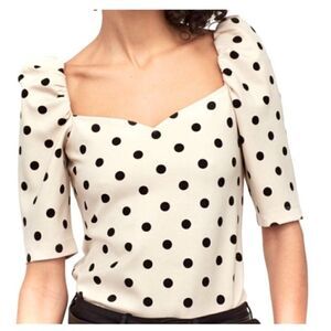 H&M Polka Dot Puffy Sleeve Crop Top size Medium
